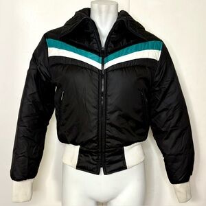 Vintage 80s Swing West Black Cropped Puffer Ski Jacket